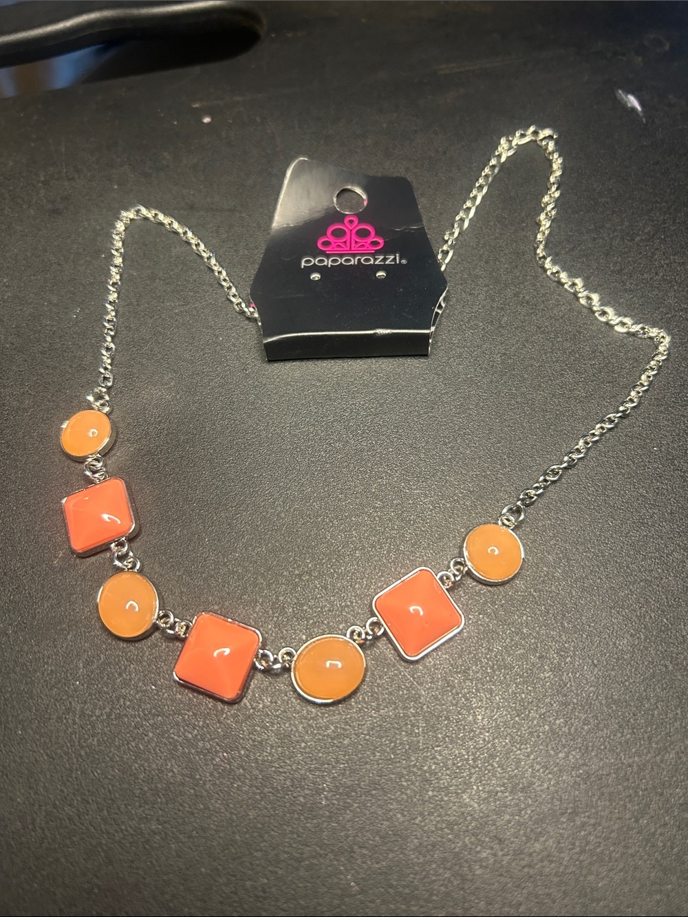 paparazzi Coral and Orange Enamel Link Necklace